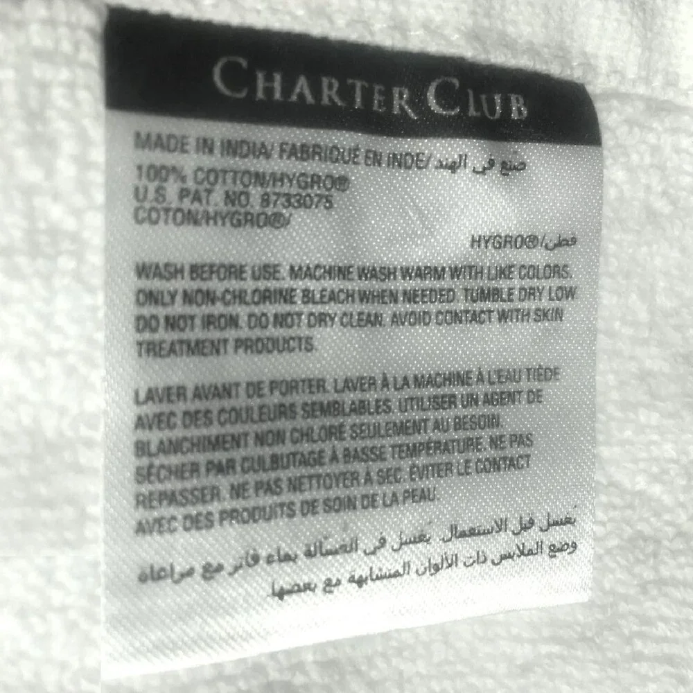 new WHITE Charter Club Elite 100% Hygro Cotton 20